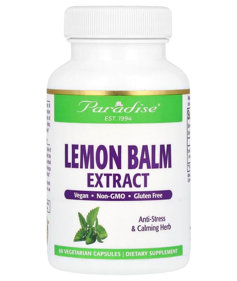Paradise Herbs Lemon Balm Extract 60 Vegetarian Capsules (300 mg per Capsule)