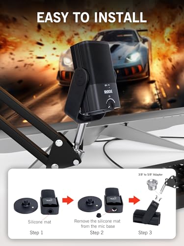 SUNMON ذراع ميكروفون SUNMON Rode NT-USB - ذراع ميكروفون لـ RODE NT-USB/NT-USB+/NT-USB Mini ومعظم الميكروفونات، ذراع مقص قابلة للتعديل مع محول 3/8" إلى 5/8" من SUNMON - Image 2