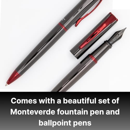 Monteverde USA Impressa Fountain Pen Gift Set (Gun Metal) Medium Nib + Bottled Ink - Premium Pen for Men & Women – Perfect for Office, Business, School, Gifts, Journaling, Autographs - Image 5
