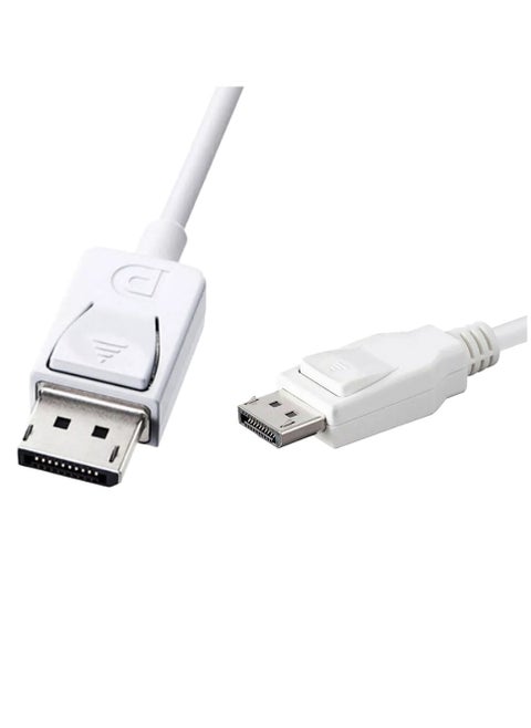 كابل منفذ Display Port DP Male to Male، وهو عبارة عن وصلة صوت/فيديو رقمية، مخصصة للاستخدام بشكل أساسي بين الكمبيوتر وشاشة العرض، أو نظام المسرح المنزلي. يدعم DisplayPort حاليًا معدل بيانات يصل إلى 32.40 جيجابت/ثانية كحد أقصى عبر كابل بطول 3 أمتار، باللون الأبيض