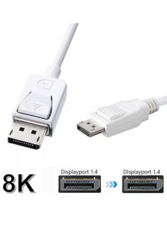 Generic Display Port DP Male to Male Cable , a digital audio/video interconnect, intended to be used primarily between a computer and a display monitor, or a home-theater system. DisplayPort currently supports a maximum of 32.40 Gbit/s data rate over a 3 meter cable , White  - Image 4
