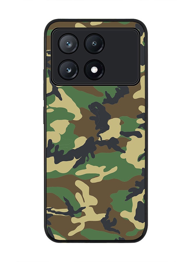 Stylizedd Rugged Black Edge Case for Xiaomi Poco X6 Pro, Slim fit Soft Case Flexible Rubber Edges Anti Drop TPU Gel Thin Cover -  Jungle Camo - Image 1
