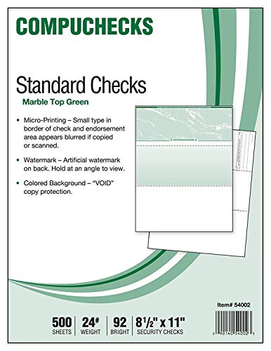 Compuchecks 500 Blank Check Stock - Check on Top - Green Marble - Image 1