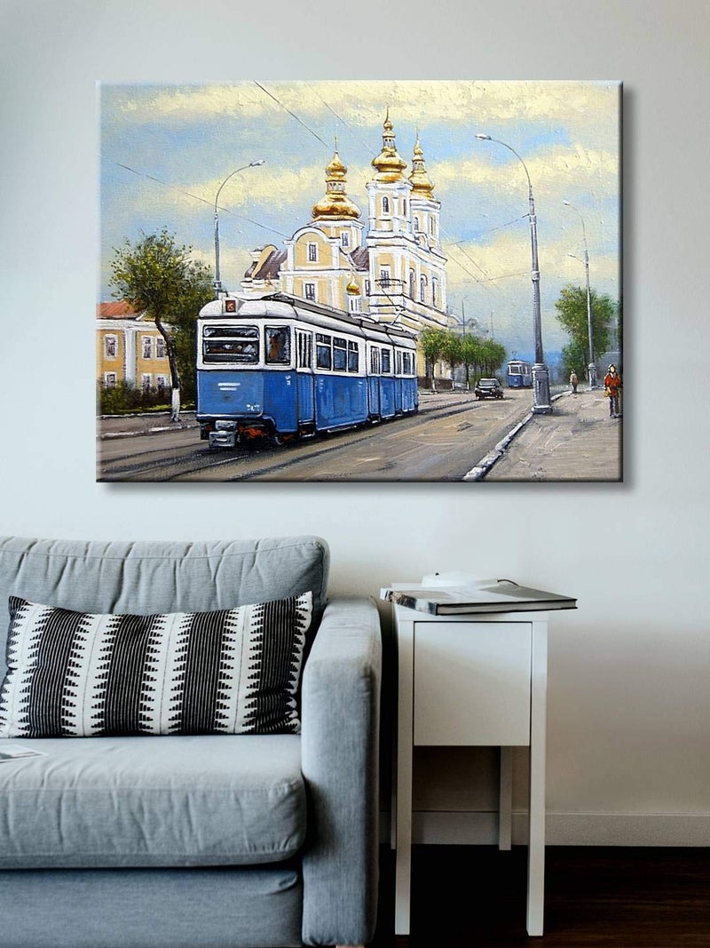 999STORE Wooden Stretched Framed paintings for living room wall painting art frames bed dcor home Old city painting for wall decoration Canvas 18X24 Inches Strectched Canvas FLPSZ131072017117