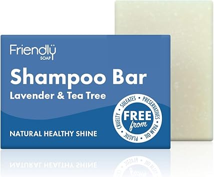 Friendly Soap Handmade Natural Lavender Tea Tree Shampoo Bar Antibacterial Rich Nourishing 95g - Image 1
