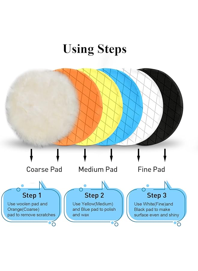 Generic 5" Buffing Polishing Pads, 6Pcs 5.6Inch 140Mm Face For 5 Inch Backing Plate Compound Buffing Sponge And Woolen Pads Cutting Polishing Pad Kit For Car Buffer Polisher, Polishing And Waxing  - Image 4