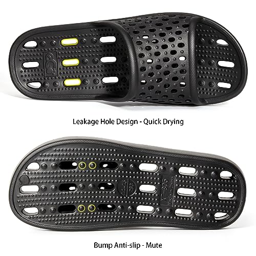 Xomiboe Mens Shower Shoes for College Dorm Room Essentials Student Boy Women Bathroom Slippers Shower Sandals Slides With Holes Quick Dry Man Non Slip Guys Hotel Male Bath (Black,EU40-41) - Image 4