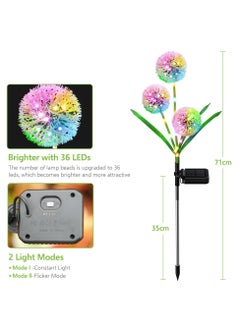 Y&D Solar Lights Outdoor Garden Decor 2 Pack Upgraded Dandelion Design with 36 Colorful LEDs Illuminate Your Path Waterproof  - Image 4