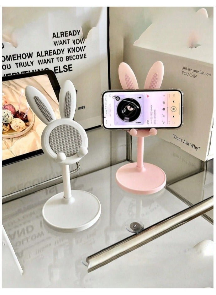 Adjustable Rabbit Phone Holder with Non-Slip Base White - Image 2