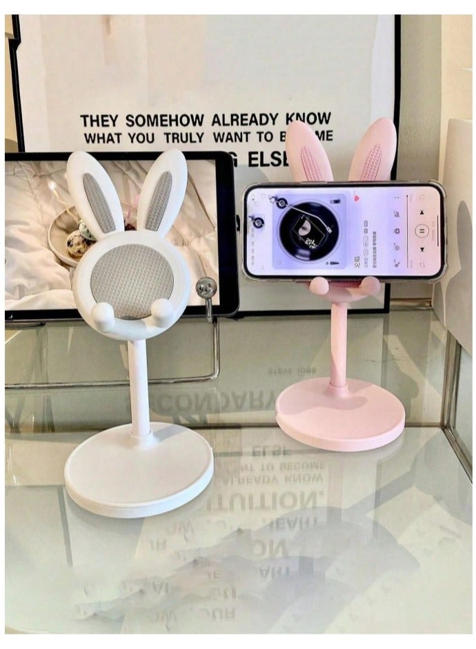 Adjustable Rabbit Phone Holder with Non-Slip Base White - Image 3