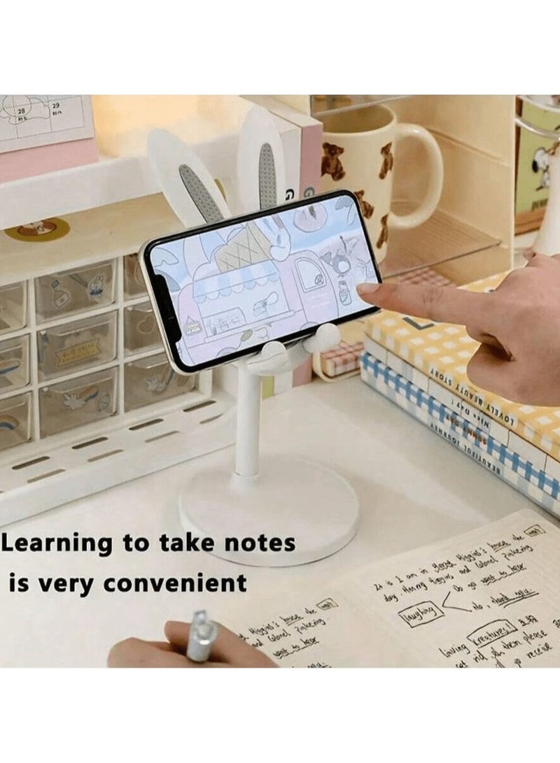 Adjustable Rabbit Phone Holder with Non-Slip Base White - Image 5