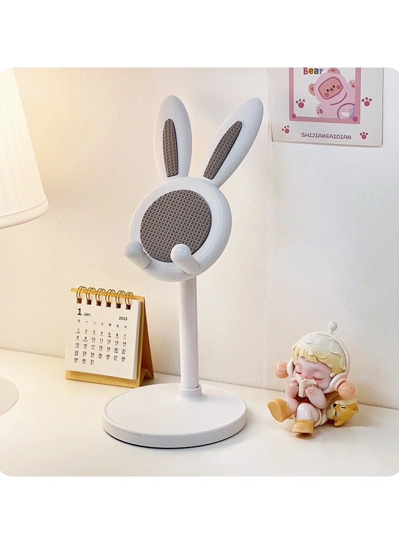 Adjustable Rabbit Phone Holder with Non-Slip Base White - Image 1