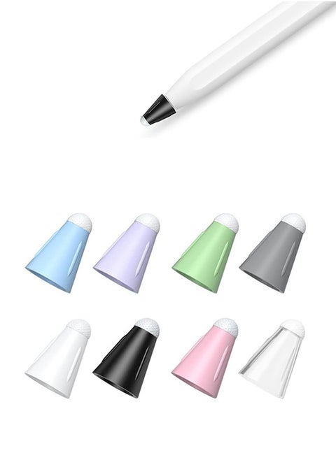 8 PCS Compatible Apple Pencil Nib Protector, Noiseless Non-Slip Silicone Nib Cover for Apple Pencil 2nd Generation / 1st and Apple Pencil, Enhanced Performance