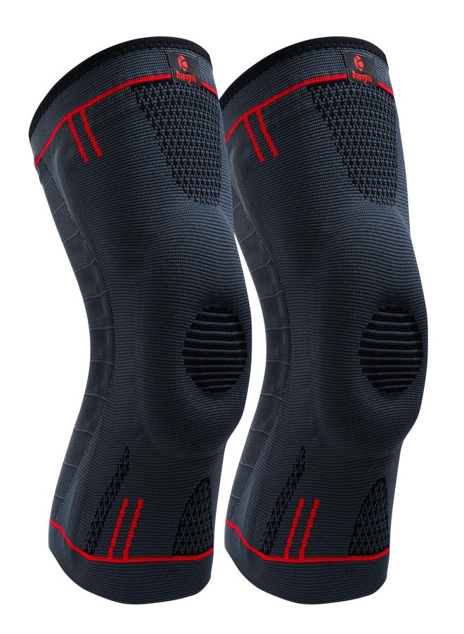 Kuangmi Knee Braces Support for Joint Pain Relief, Arthritis, Meniscus Tear and Sports (Upgrade Blue-Gen2, XL) - Image 1