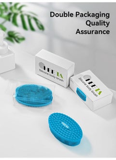 Heeta Silicone Body Scrubber Silicone Loofah Gentle Exfoliating 2 Side Design Silicone Boby Brush Lathers Well Easy To Clean & Durable For Removing Dead Skin And Dry Brush To Massage Skin Blue  - Image 5