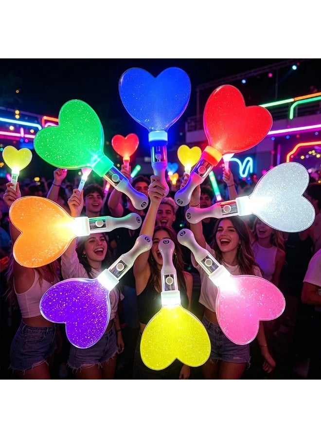 LED Heart Glow Sticks, 3 Modes Colorful Flashing Light, Reusable Party Supplies Decorations - Image 1