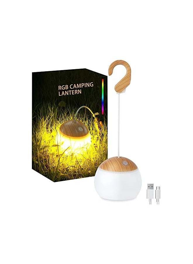 erorex Rechargeable Camping Lantern, 4 Light Modes LED Camping Lantern with Hanging Hook Silicone Rechargeable Camping Light Battery Operated Waterproof Tent Light for Patio Garden Party Hiking  - Image 1