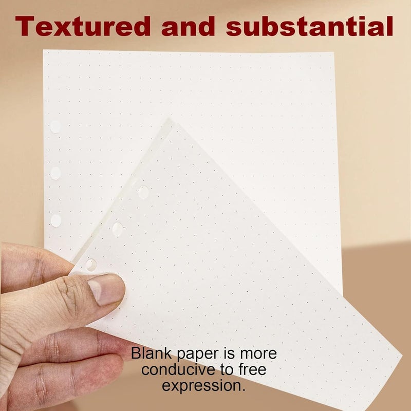 Pack of 2 Ring Binder A6 Refillable 120 Sheets Paper a 6 Hole Dotted A6 Refill Paper Refillable Refill Paper Refill Pads for A6 Notebooks Diaries Sketches Agenda Planner - Image 3