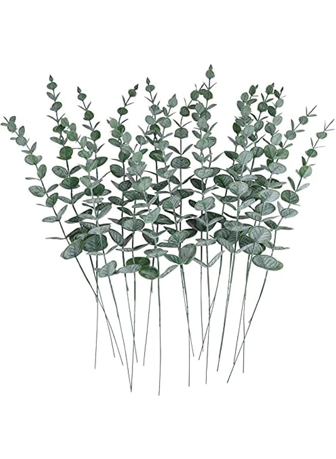 erorex 20Pcs Eucalyptus Stems Artificial Leaves Flower Floral Arrangement Real Gray Green Touch Decor For Home Office Wedding Banquet Farmhouse