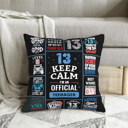 ZUMBULKJ 13 Year Old Boy Birthday Gifts, Coolest Gifts for 13 Year Old Boy, 13th Birthday Gifts for Boys, 13 Year Old Boy Gift Ideas, 13th Birthday Decorations for Boys Throw Pillow Covers 18x18 Inch - Image 3