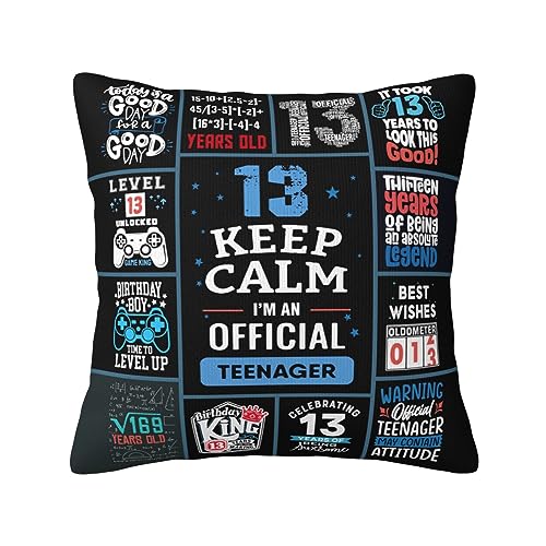 ZUMBULKJ 13 Year Old Boy Birthday Gifts, Coolest Gifts for 13 Year Old Boy, 13th Birthday Gifts for Boys, 13 Year Old Boy Gift Ideas, 13th Birthday Decorations for Boys Throw Pillow Covers 18x18 Inch - Image 1