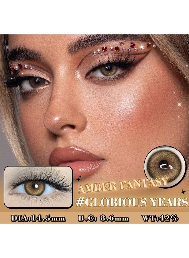 يواي عدسات لاصقة ملونة سنوية بنية طبيعية - عدسات تجميلية للجنسين - عدسات موضة طبيعية - عدسات ناعمة محتوى الرطوبة 42% - Image 2