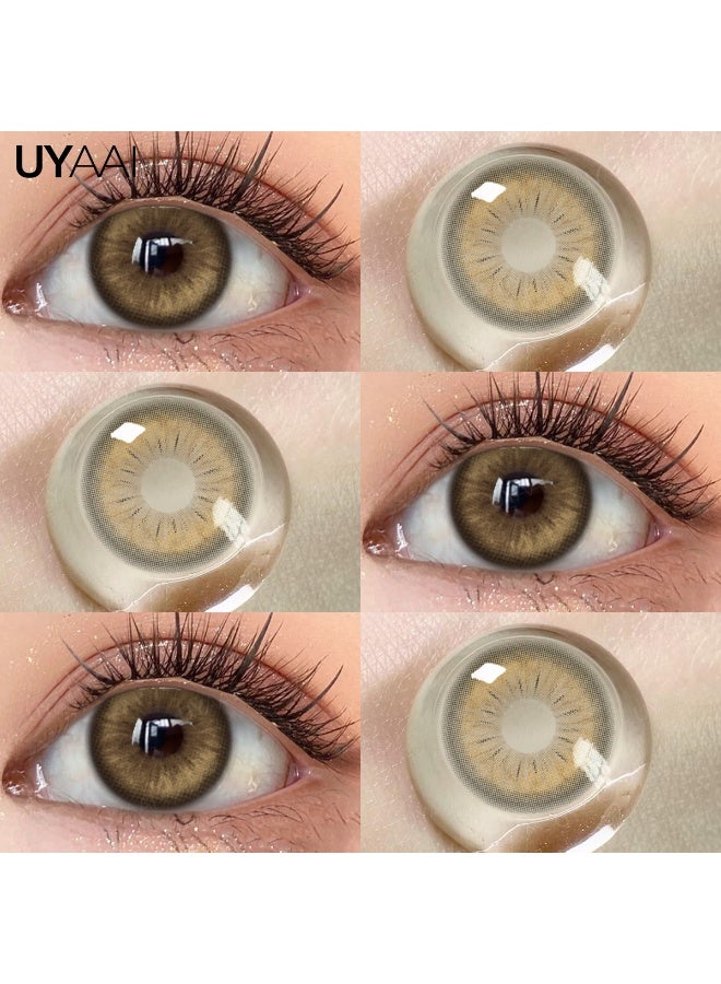 يواي عدسات لاصقة ملونة سنوية بنية طبيعية - عدسات تجميلية للجنسين - عدسات موضة طبيعية - عدسات ناعمة محتوى الرطوبة 42% - Image 4