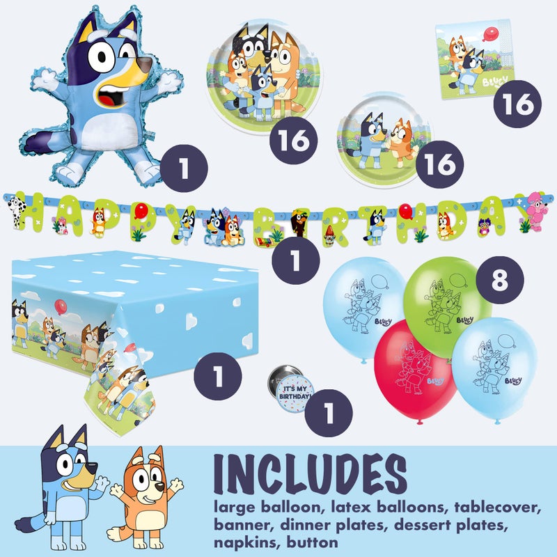 Unique Bluey Birthday Party Supplies | Bluey Party Supplies | Bluey Birthday Decorations | Bluey Party Decorations | With Bluey Balloons, Banner, Tablecover, Bluey Plates, Bluey Napkins, Button - Image 2