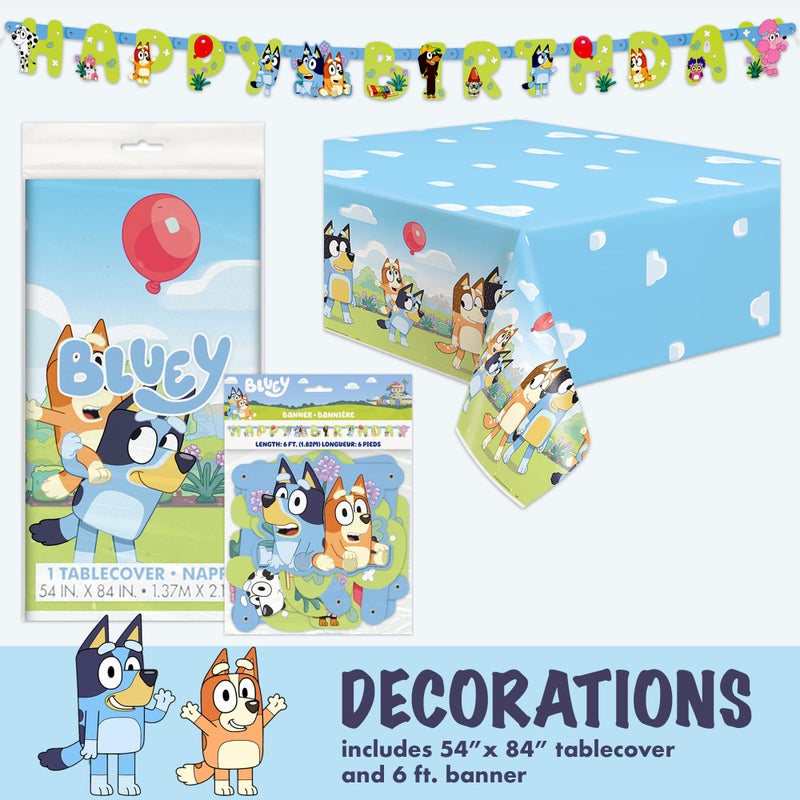 Unique Bluey Birthday Party Supplies | Bluey Party Supplies | Bluey Birthday Decorations | Bluey Party Decorations | With Bluey Balloons, Banner, Tablecover, Bluey Plates, Bluey Napkins, Button - Image 4
