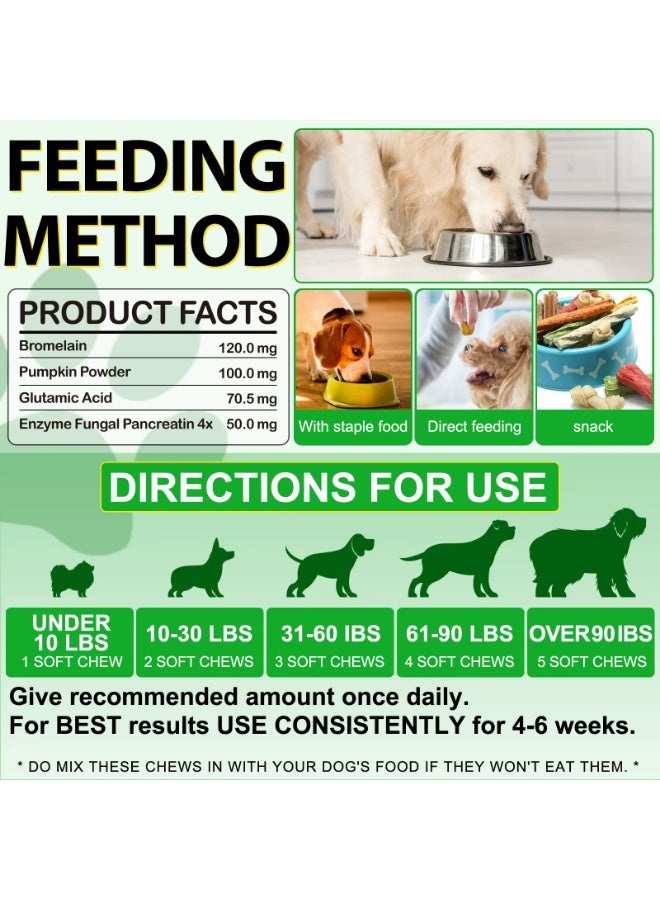 Oimmal 150Pcs No Poo+Probiotics Immune Chews for Dogs Stops Stool Eating & Supports Gut Health,Anti Coprophagia Soft Chews with Digestive Enzymes & Probiotics Treats for Dogs Chews for Pets Duck Flavor - Image 2