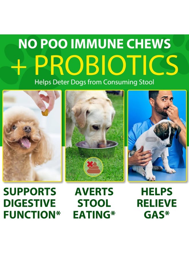 Oimmal 150Pcs No Poo+Probiotics Immune Chews for Dogs Stops Stool Eating & Supports Gut Health,Anti Coprophagia Soft Chews with Digestive Enzymes & Probiotics Treats for Dogs Chews for Pets Duck Flavor - Image 5