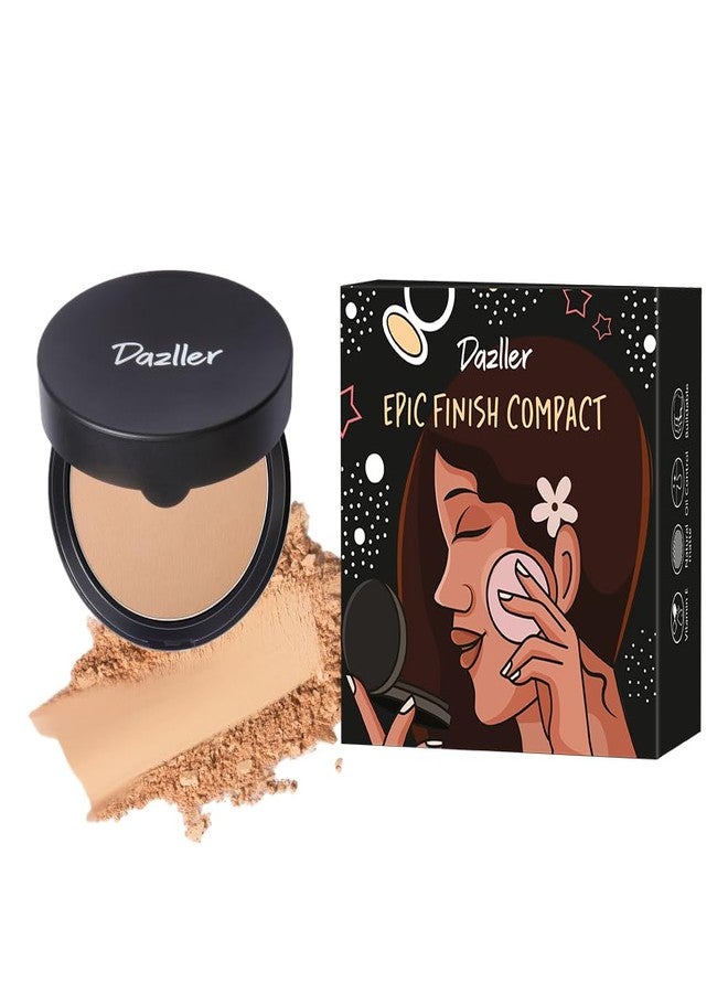 Dazller Epic Finish Compact Powder, Natural Matte, Buildable, Oil Control, With Vitamin E, For all Skin Types (Coffee) - 12g - Image 1
