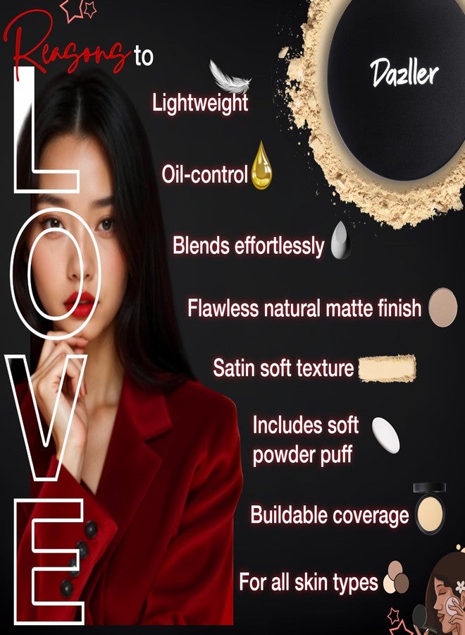 Dazller Epic Finish Compact Powder, Natural Matte, Buildable, Oil Control, With Vitamin E, For all Skin Types (Coffee) - 12g - Image 3