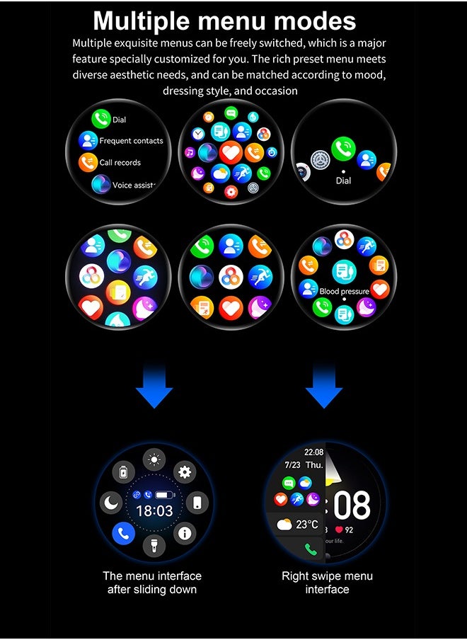 Generic - Smart Watch 1.53 inch men's and women's smart watches with Bluetooth for making/answering calls, fitness mode and sleep mode, multiple applications, information reminders, multiple languages, 280mAh - Image 1