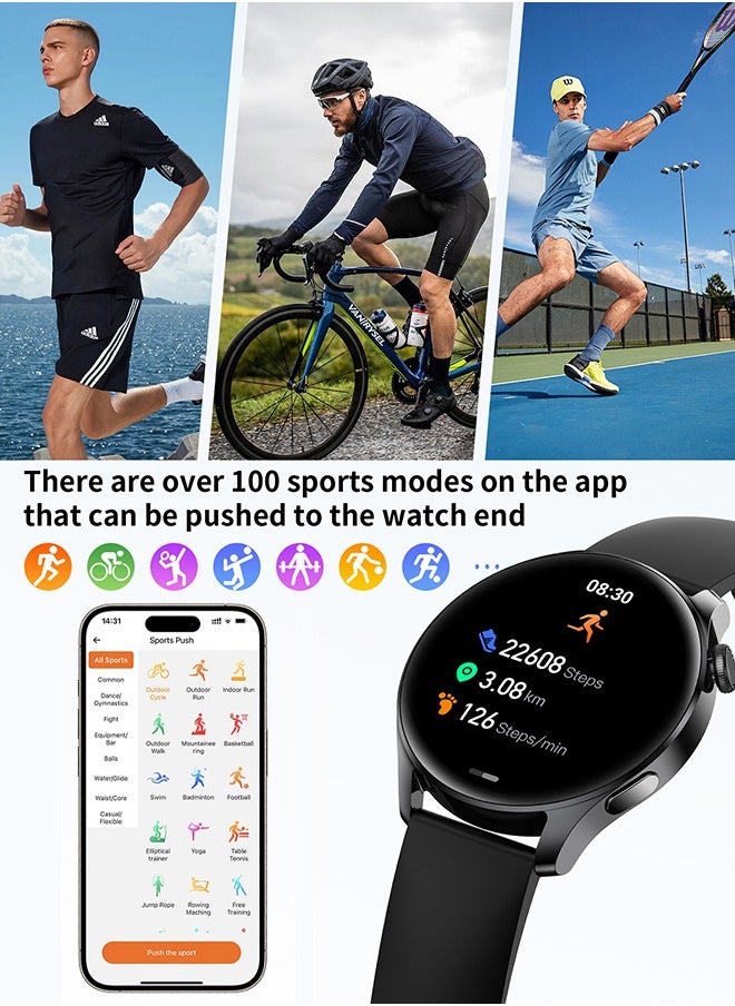 Generic - Smart Watch 1.53 inch men's and women's smart watches with Bluetooth for making/answering calls, fitness mode and sleep mode, multiple applications, information reminders, multiple languages, 280mAh - Image 1
