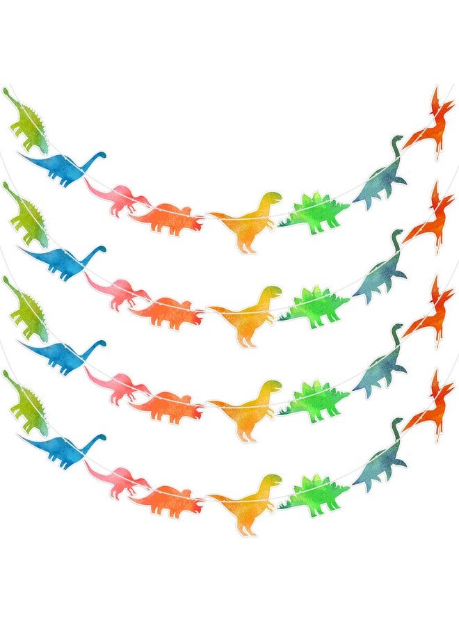 Lewtemi 4 Pcs Watercolor Dinosaur Banner Garland Dinosaur Party Decorations for Birthday Party Dino Theme Party Supplies Wall Decor  - Image 1