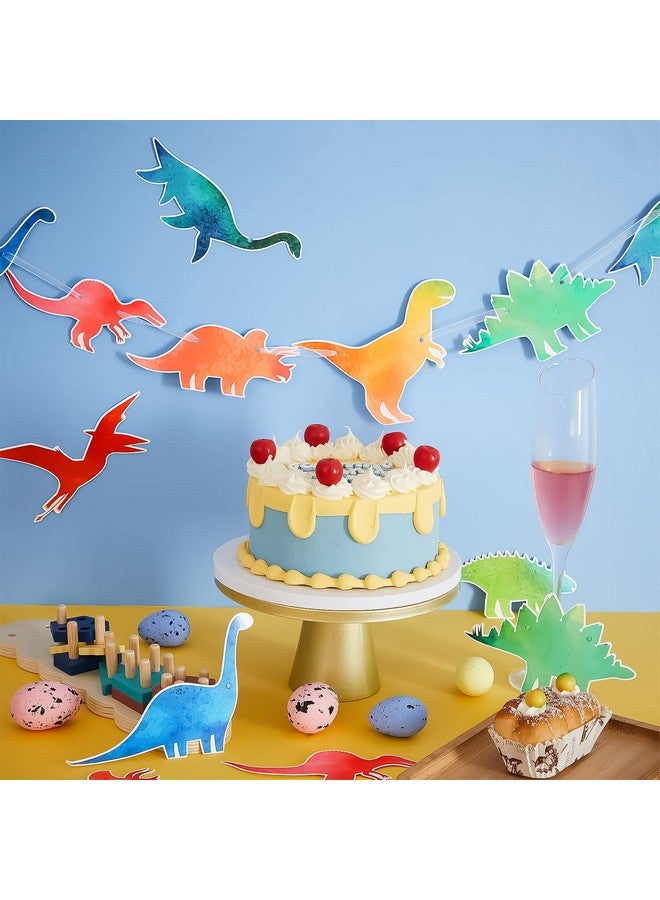 Lewtemi 4 Pcs Watercolor Dinosaur Banner Garland Dinosaur Party Decorations for Birthday Party Dino Theme Party Supplies Wall Decor  - Image 4