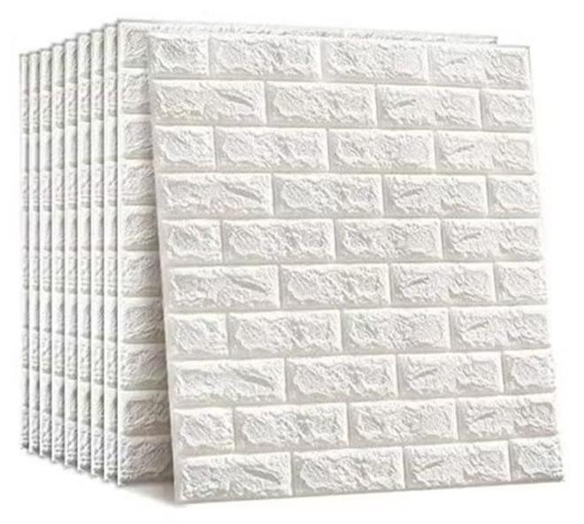10 قطعة من 3 د خلفية ، مقاوم للماء الأبيض الطوب نمط ملصقات جدار غرفة المعيشة غرفة نوم ، 77 * 70 سنتيمتر - Image 1
