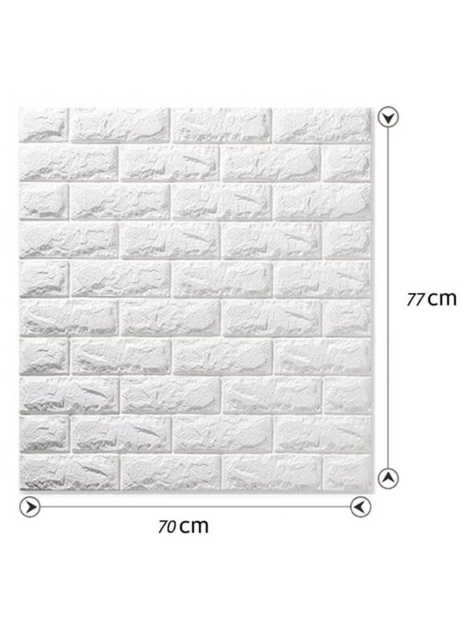 10 Pieces Of 3d Wallpaper, Waterproof White Brick Pattern Wall Stickers Living Room Bedroom, 77x70cm - Image 4