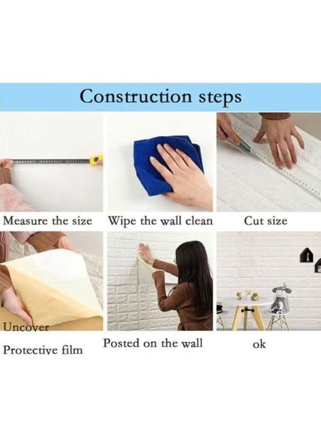 10 Pieces Of 3d Wallpaper, Waterproof White Brick Pattern Wall Stickers Living Room Bedroom, 77x70cm - Image 5
