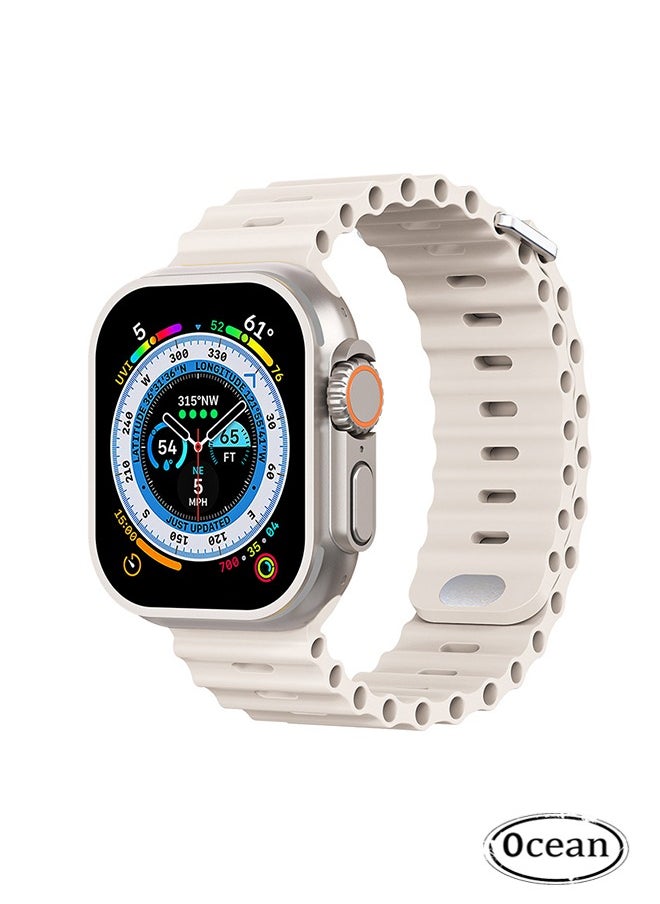 Ocean - Sport Ocean Bands Compatible with Apple Watch Band Ultra/SE/Series 9/8/7/6/5/4/3/2/1 iWatch Silicone Straps 49mm 45mm 44m 42mm for Women Men Adjustable Wristbands, Starlight - Image 1