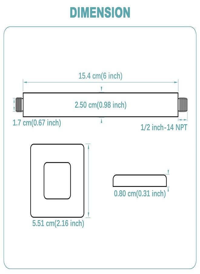 BESTILL 6 Inch Matte Black Ceiling Mount Shower Arm and Flange, Square Rain Shower Arm - Image 2