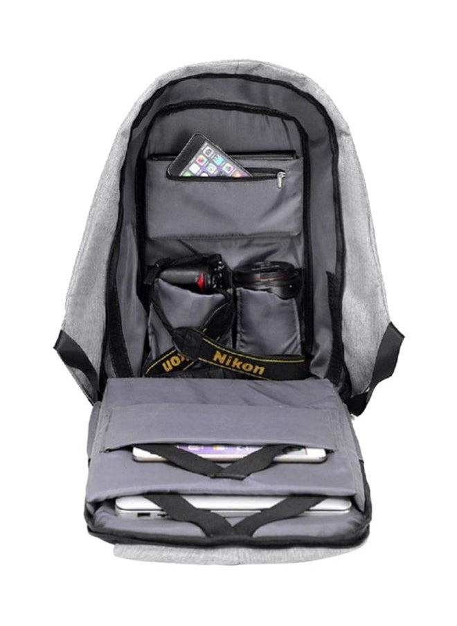 NIBEMINENT Anti-theft Notebook Backpack With USB Charger Port Black/Grey  - Image 3