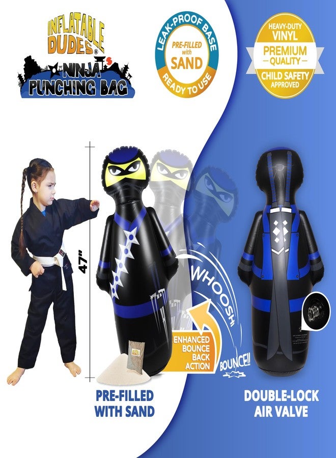 INFLATABLE DUDES Ninja Toy 47 Inches -Kids Punching Bag | Already Filled with Sand| Bop Bag | Inflatable Bopper | Boxing | Ninja Birthday Party | Party Decorations | Punching Bag for Kids- (Nobi) - Image 3
