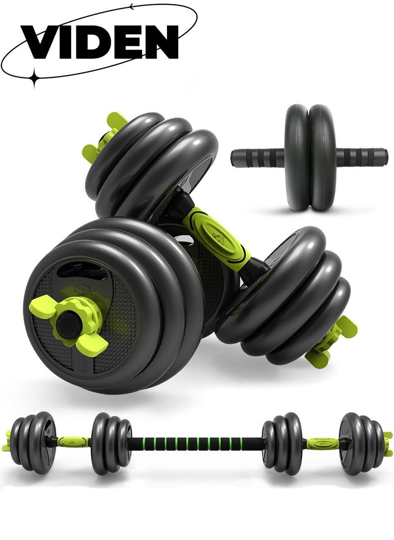 Viden - 10KG Free Adjustable Dumbbell Barbell Set For Men And Women Body Exercise Shaping 4 In 1 Green - Image 1