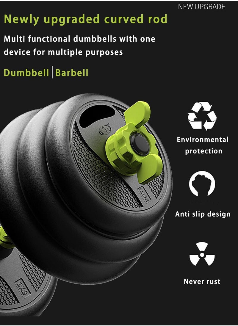 Viden - 10KG Free Adjustable Dumbbell Barbell Set For Men And Women Body Exercise Shaping 4 In 1 Green - Image 1