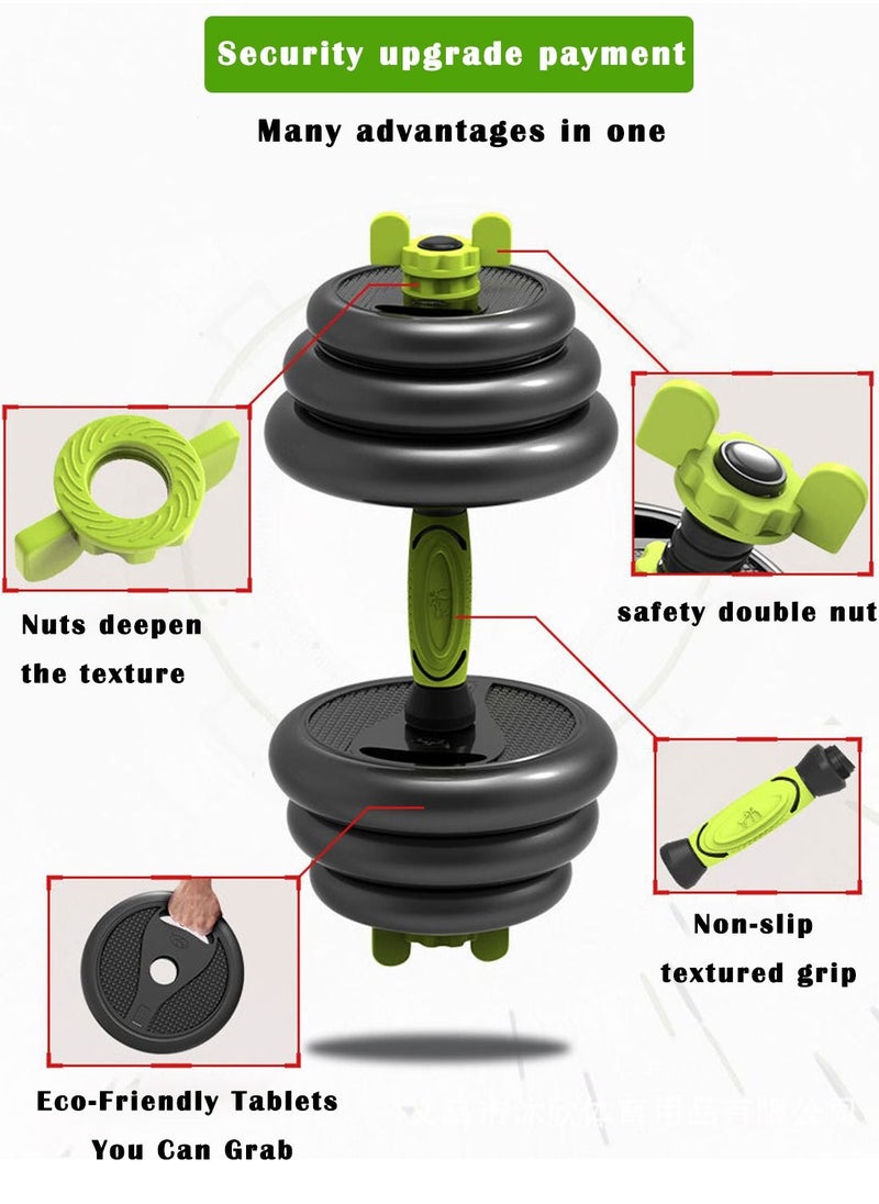 Viden - 10KG Free Adjustable Dumbbell Barbell Set For Men And Women Body Exercise Shaping 4 In 1 Green - Image 1