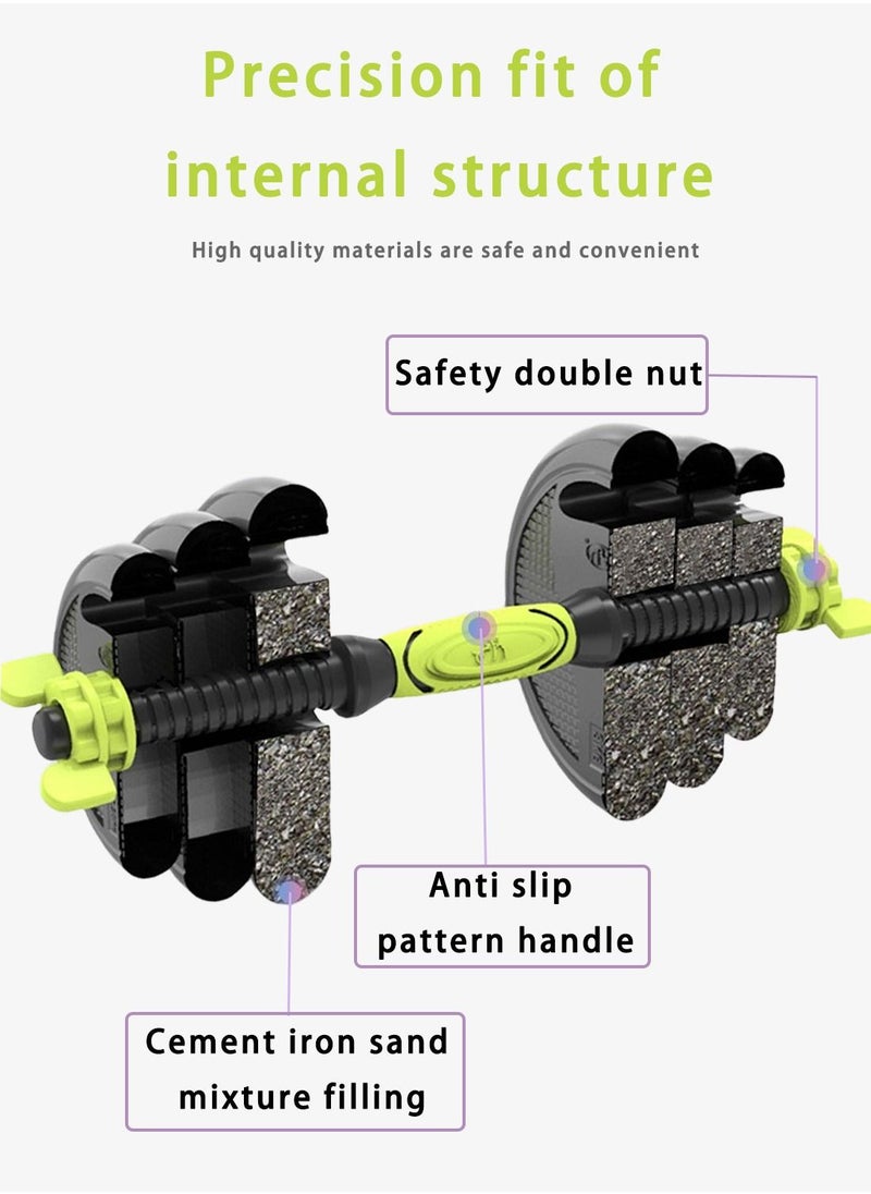 Viden - 10KG Free Adjustable Dumbbell Barbell Set For Men And Women Body Exercise Shaping 4 In 1 Green - Image 1