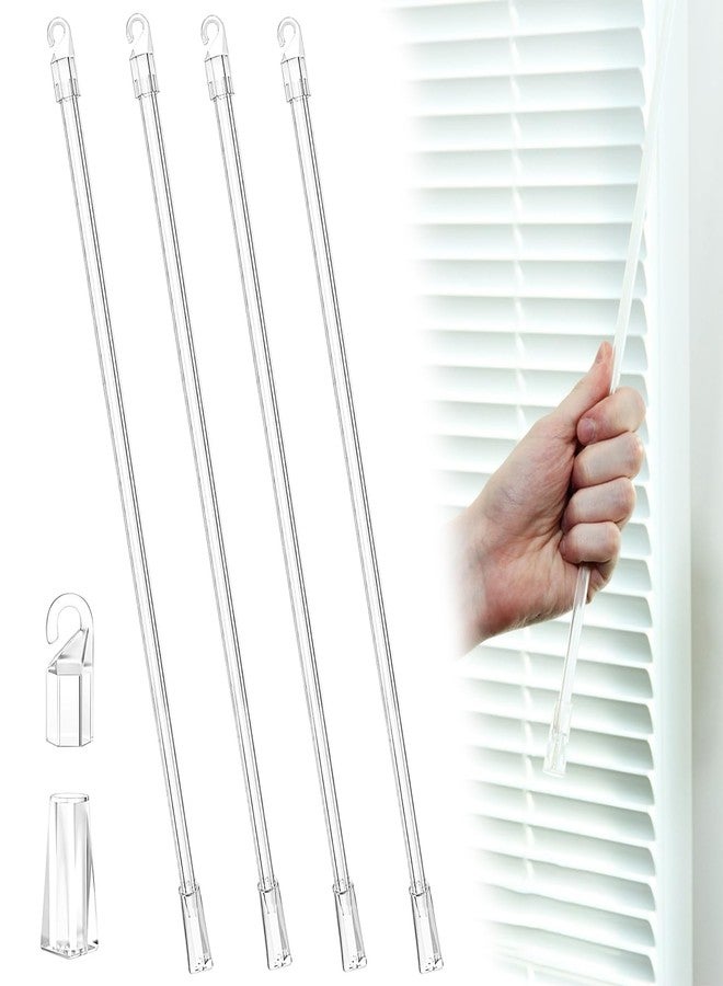 AccEncyc 4Pcs Blind Rod Replacement Parts PVC Blind Tilt Wand with Hook and Handle Stick for Windows Curtain Door Shades Opener Accessory (17 Inch) - Image 1