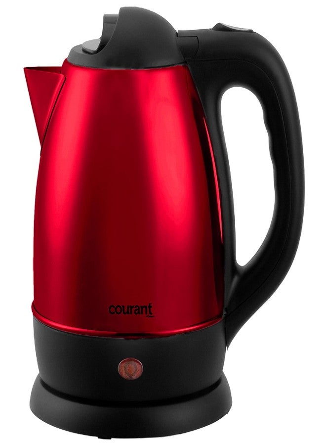 Courant 1.5 Liter Kettle Red Stainless Steel Cordless Electric Kettle with 360 Degree Rotational Body, Automatic Safety Shut-Off, Perfect for Tea/Coffee/Hot Chocolate/Soup/Hot Water - Image 1